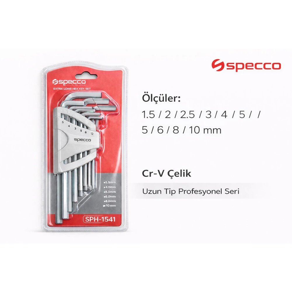 SPECCO L- ALLEN ANAHTAR SETİ 9 PARÇA UZUN 1541