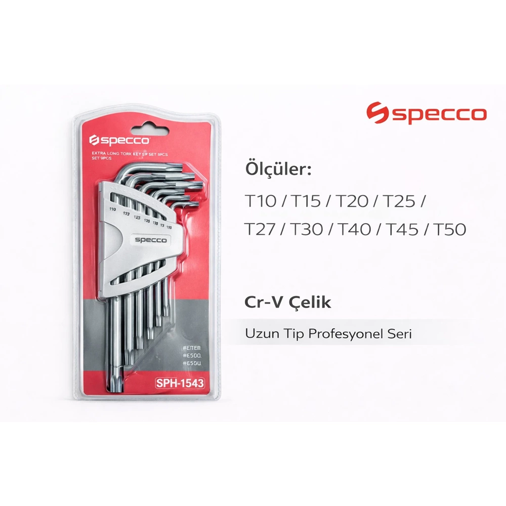 SPECCO L- TORX ANAHTAR SETİ 9 PARÇA UZUN 1543