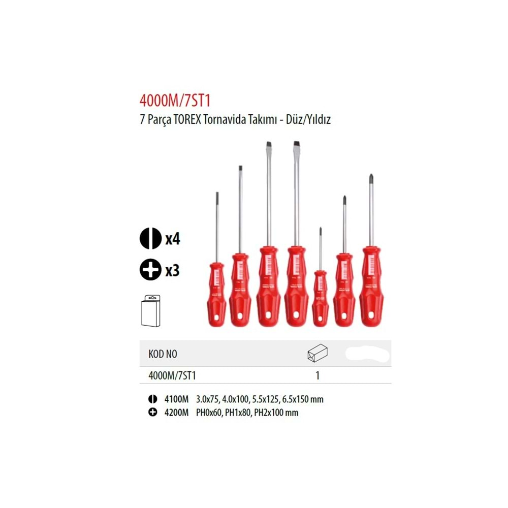 DÜZ YILDIZ TOREX TORNAVİDA TAKIMI 7 PARÇA 4000M/7ST1