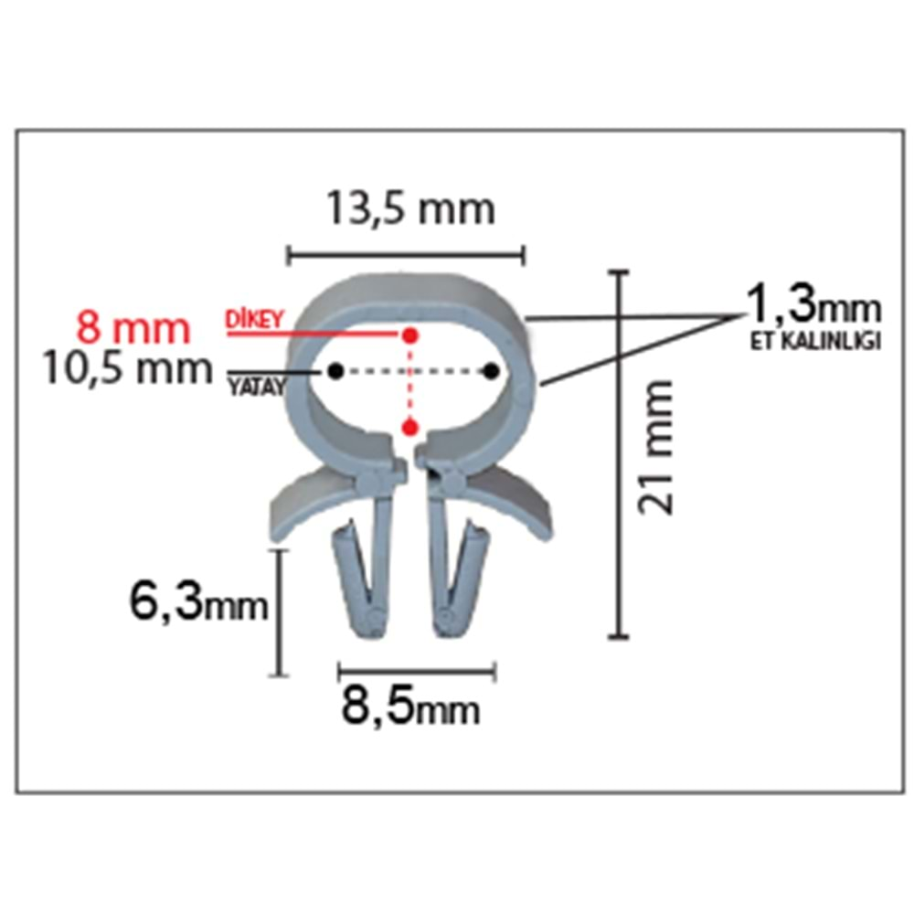 KLİPS TESİSAT ÇAP 8*11MM 14817