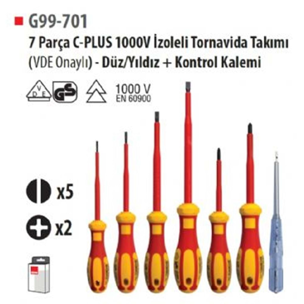 DÜZ-YILDIZ TORNAVİDA SETİ C-PLUS İZOLELİ 7'Lİ G99-701 CF