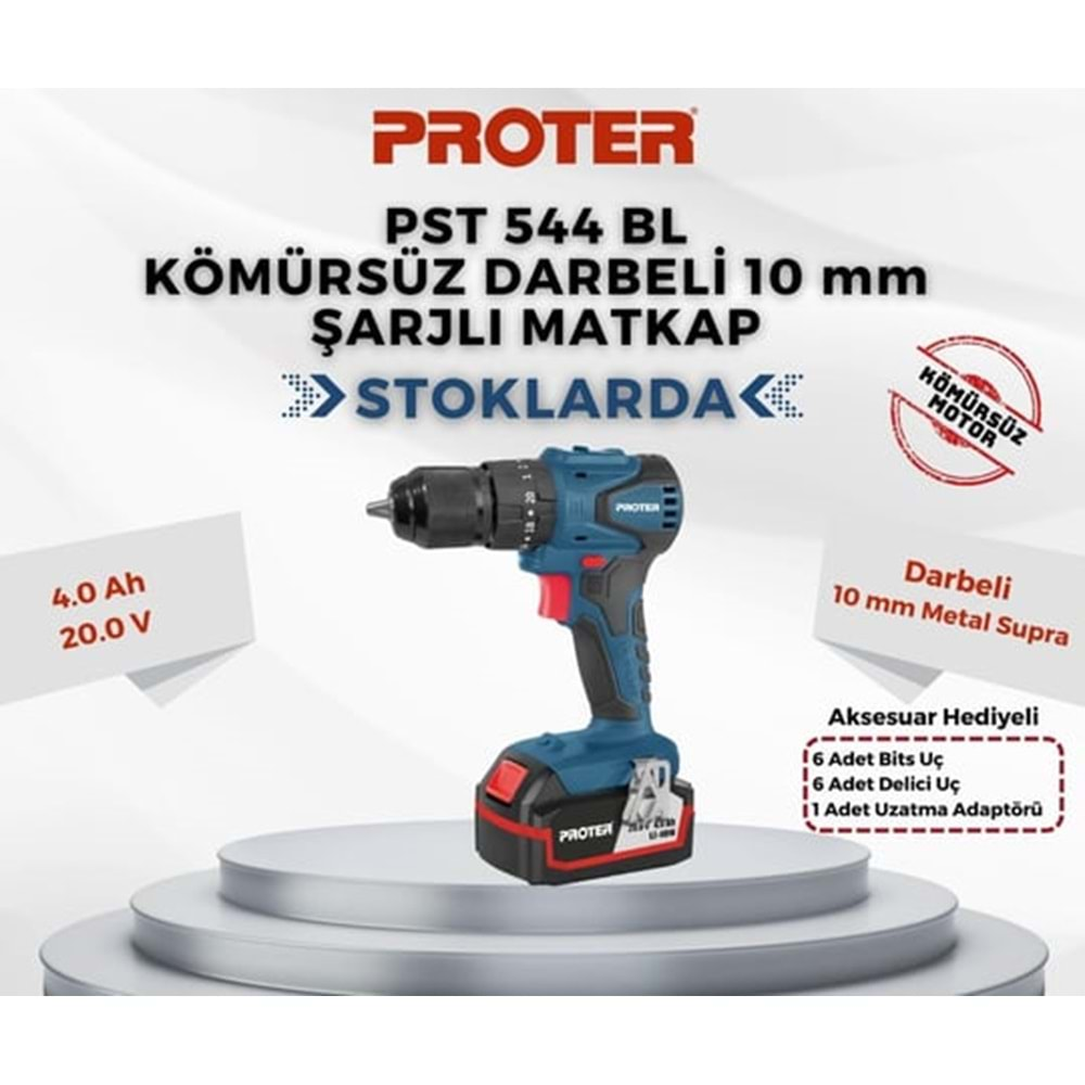 ŞARJLI DARBELİ MATKAP KÖMÜRSÜZ 20V 4.0AH PST 544 BL