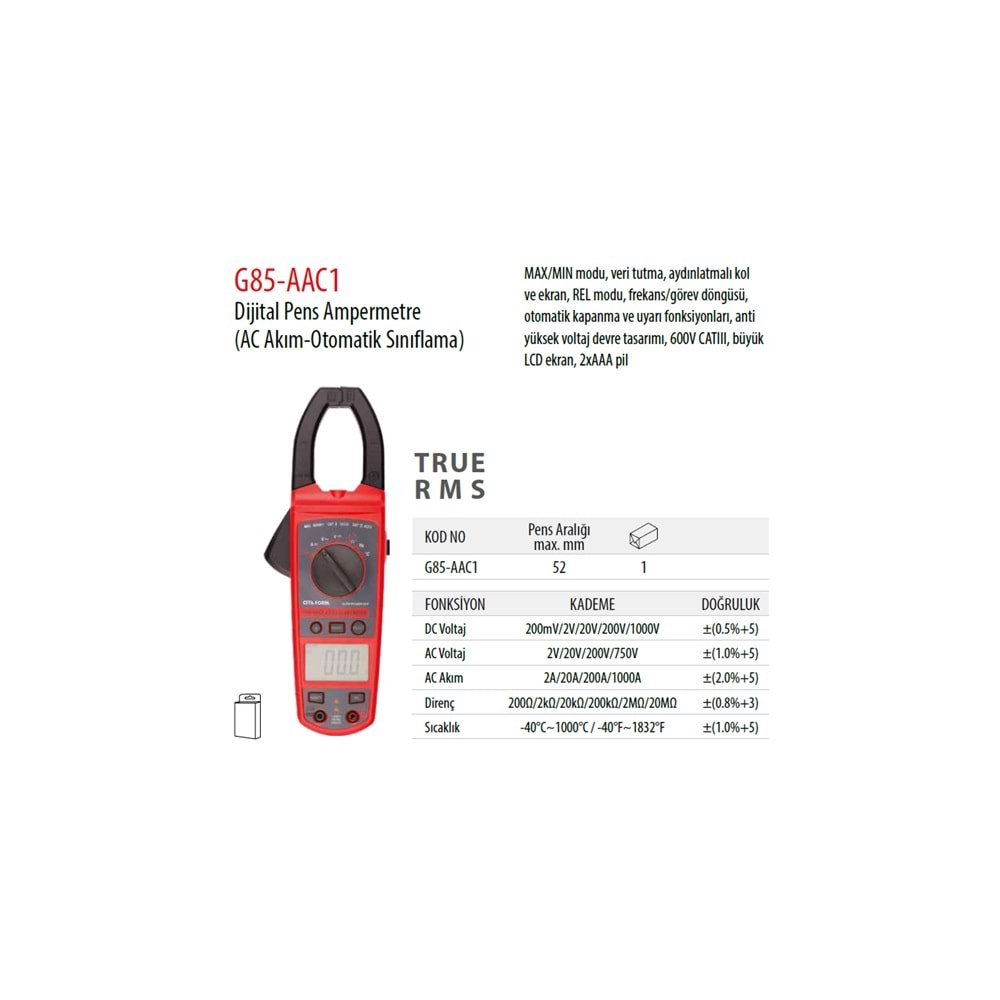 DİGİTAL PENS AMPERMETRE ( AC AKIM-OT.SINIFLAMA ) G85-AAC1 CF