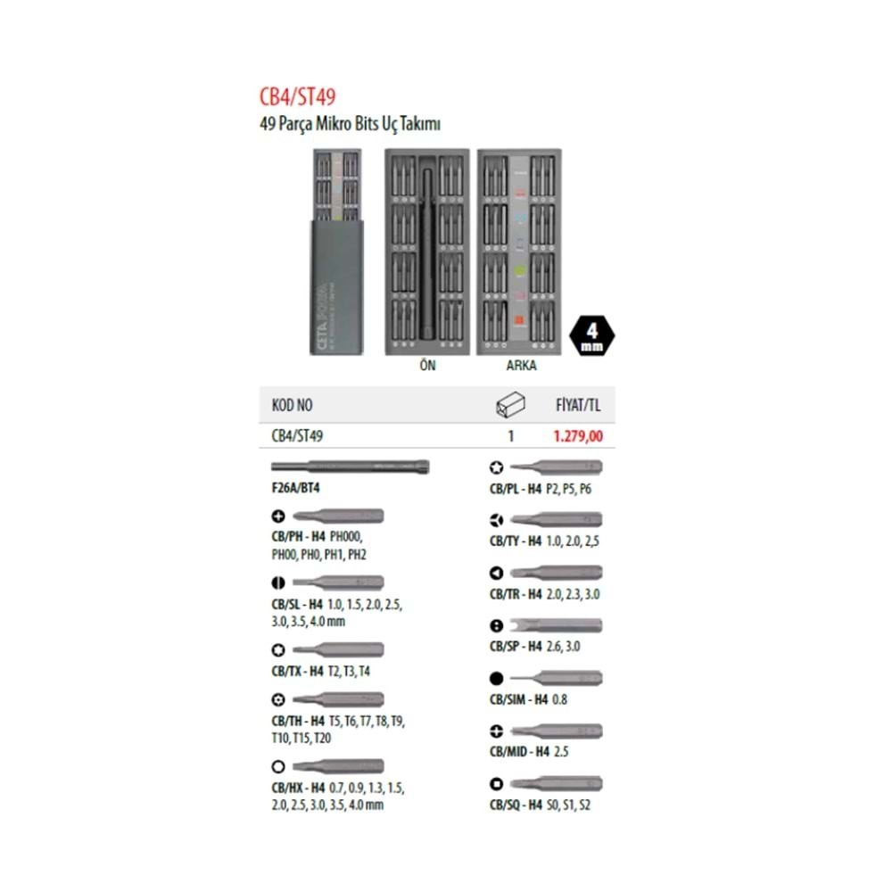 MİKRO BİTS UÇ TAKIMI 49 PARÇA CB4/ST49 CF