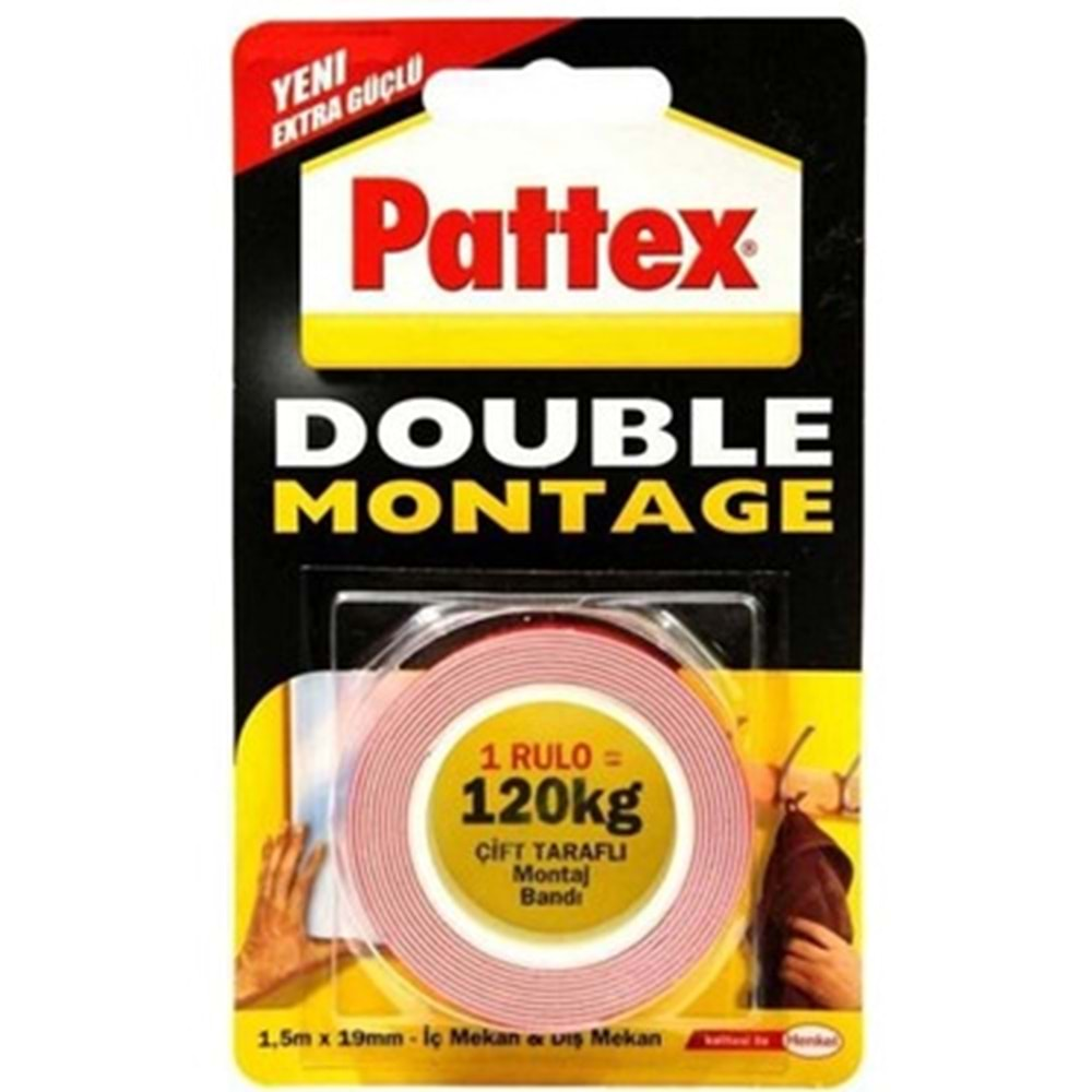 PATTEX DOUBLE MONTAJ BANTI 120KG. 19MM*1.5MT