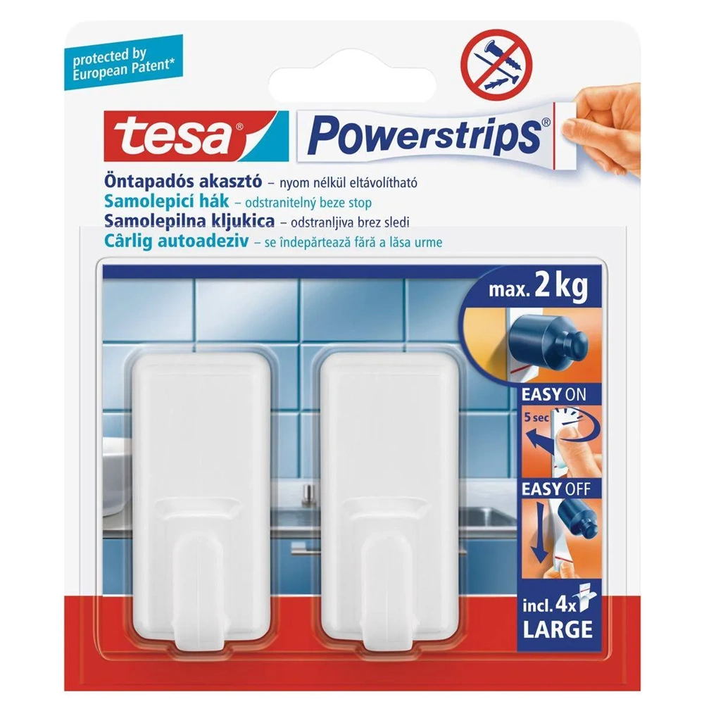 TESA BEYAZ KLASİK YAPIŞKANLI KANCALAR L 2 Lİ 58010-00130-20