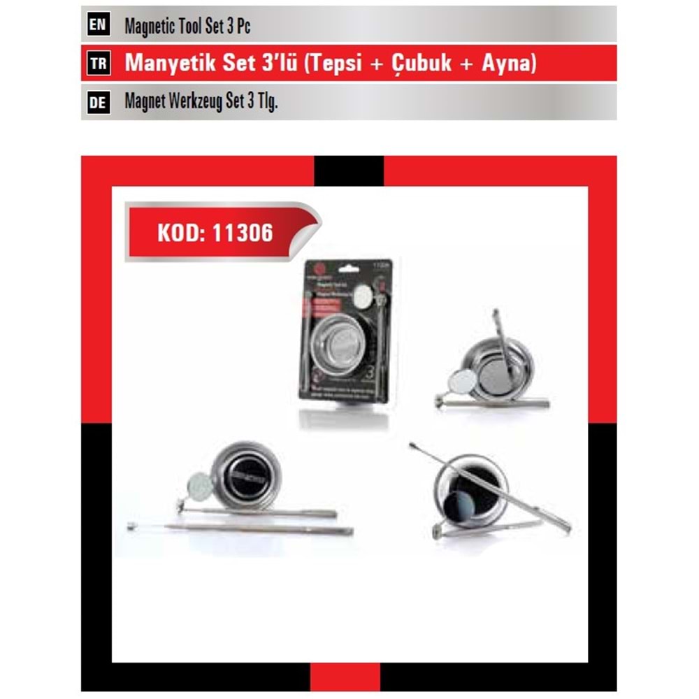 MANYETİK SET TEPSİ+AYNA + ÇUBUK 11306