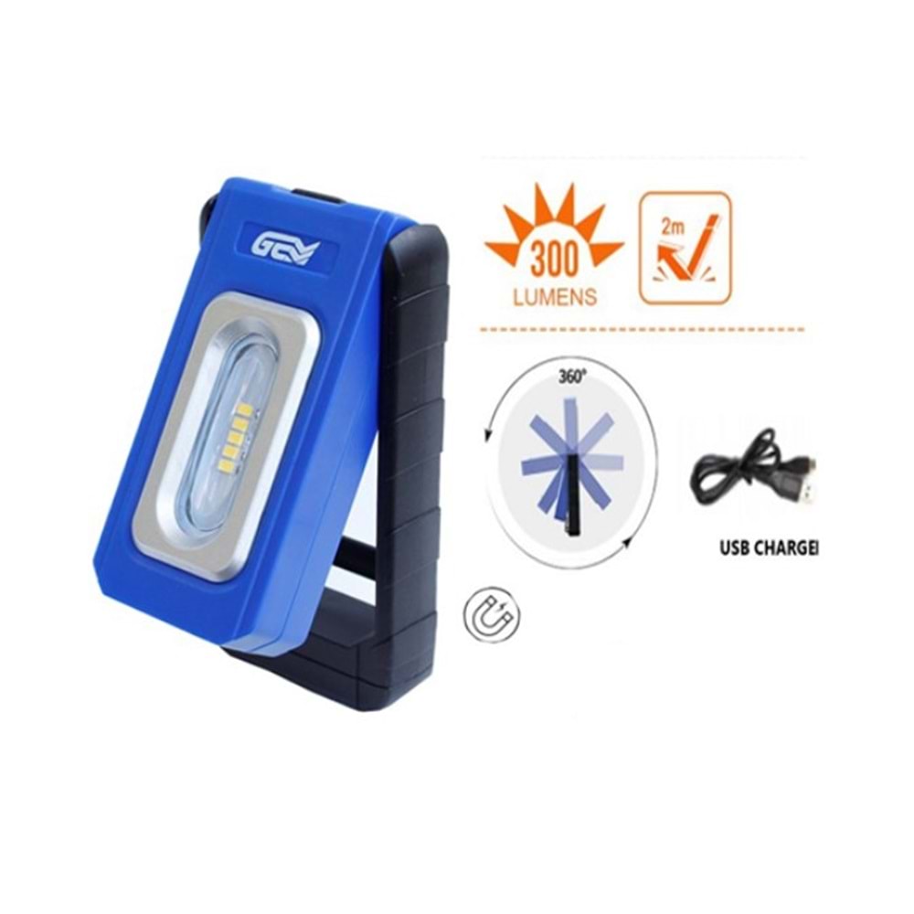GEM ŞARJLI MIKNATISLI LED LAMBA 300 LÜMEN WL6011