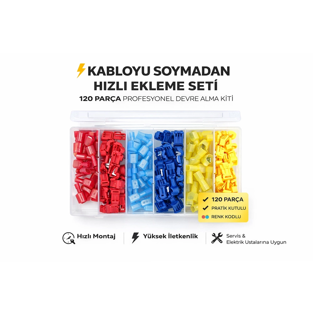 KABLO SIYIRMADAN HIZLI EKLEME DEVRE AL SET 120 PARÇA MT-SET06