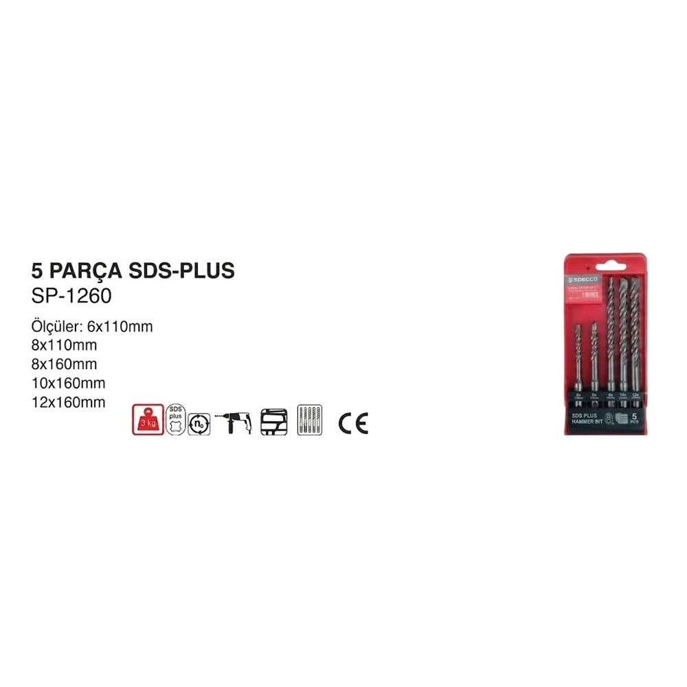 SPECCO SDS MATKAP UCU SETİ 5PRÇ. SP-1260