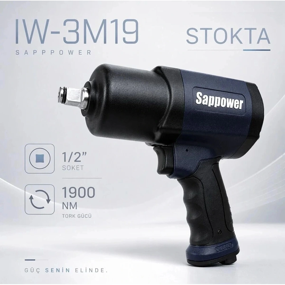 HAVALI DARBELİ SOMUN SÖKME 1/2'' 1900NM 3M19