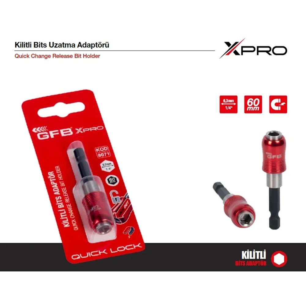 XPRO 1/4'' MANYETİK KİLİTLİ BİTS UZATMA 60MM 8071