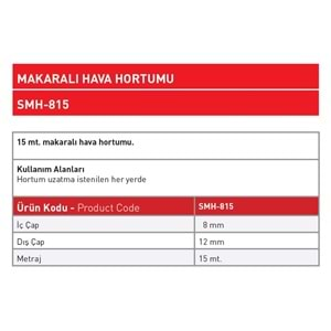 MAKARALI HAVA HORTUMU 8*12MM 15MT MH-0815