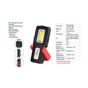 ŞARJLI MIKNATISLI LED LAMBA G6846 GAV