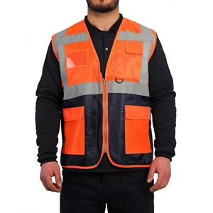 MÜHENDİS YELEK TURUNCU-LACİVERT XL