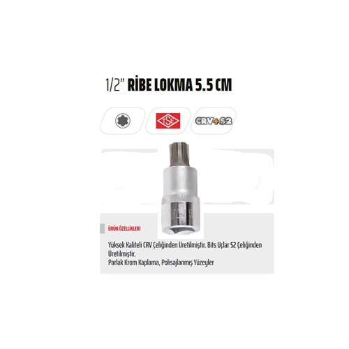 1/2'' RİBE LOKMA ANAHTAR 8MM 6 KÖŞE 007-RC8600