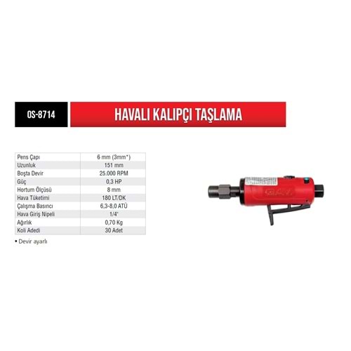 HAVALI KALIPÇI TAŞLAMA OS-8714 GAV