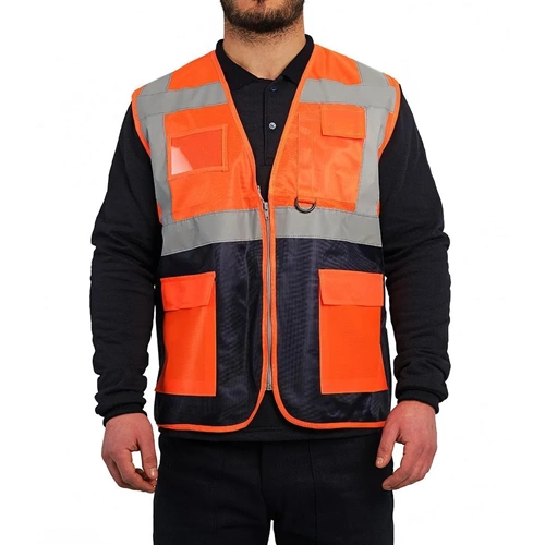 MÜHENDİS YELEK TURUNCU-LACİVERT XL