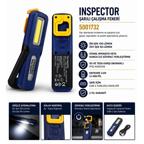 INSPECTOR ŞARJLI ÇALIŞMA FENERİ 5001732 RAPİD