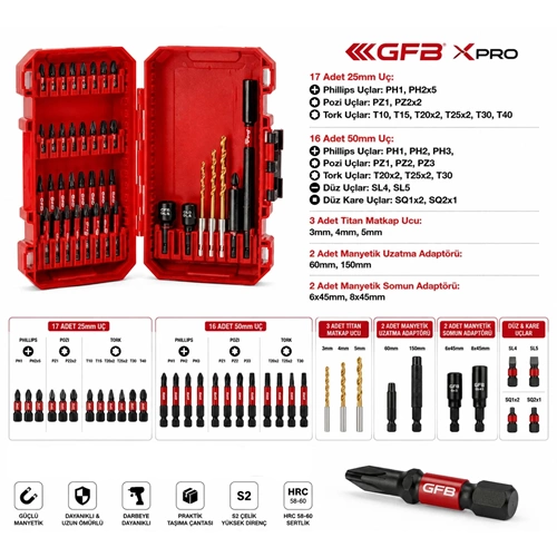 XPRO DARBELİ BİTS UÇ SETİ 40 PARÇA 8105