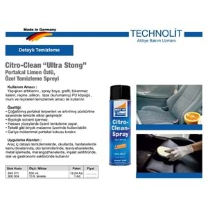 CİTRO TEMİZLEYİCİ SPREY ''ULTRA-STRONG'' 500ML 840011 TECHOLİT