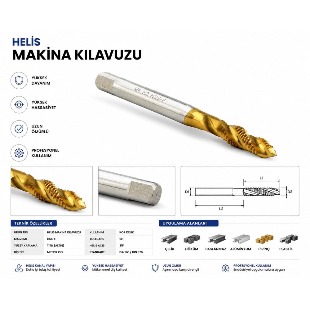 HELİS MAKİNA KILAVUZU DIN371/C HSS-TİT. M6*1.0 3553