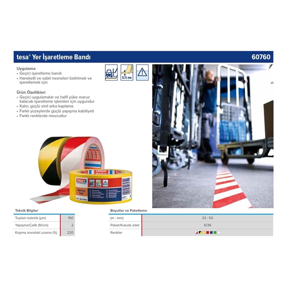TESA YER İŞARETLEME BANTI 50*33MT. MAVİ 60760-00098