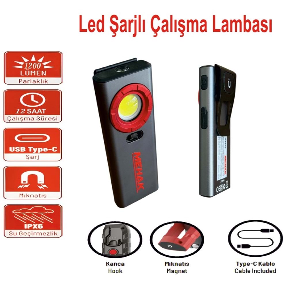 ŞARJLI MIKNATISLI LED LAMBA 1200 LÜMEN 6685 MHK