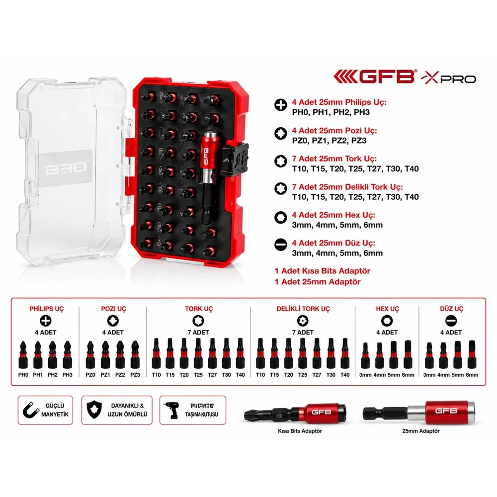 XPRO DARBELİ BİTS UÇ SETİ 32 PARÇA 8110